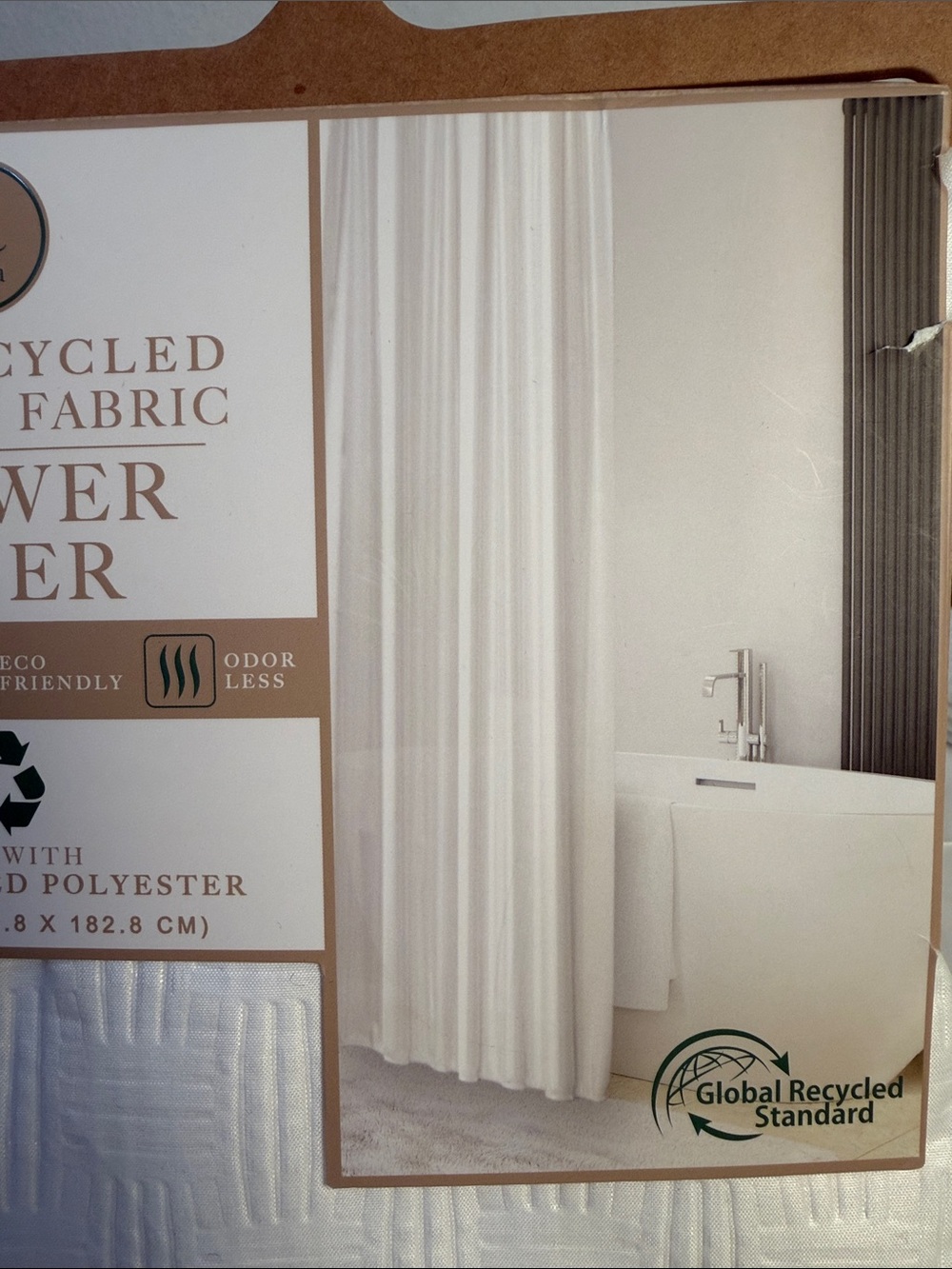 Aura White Shower Curtain - Eco-Friendly Recycled Fabric